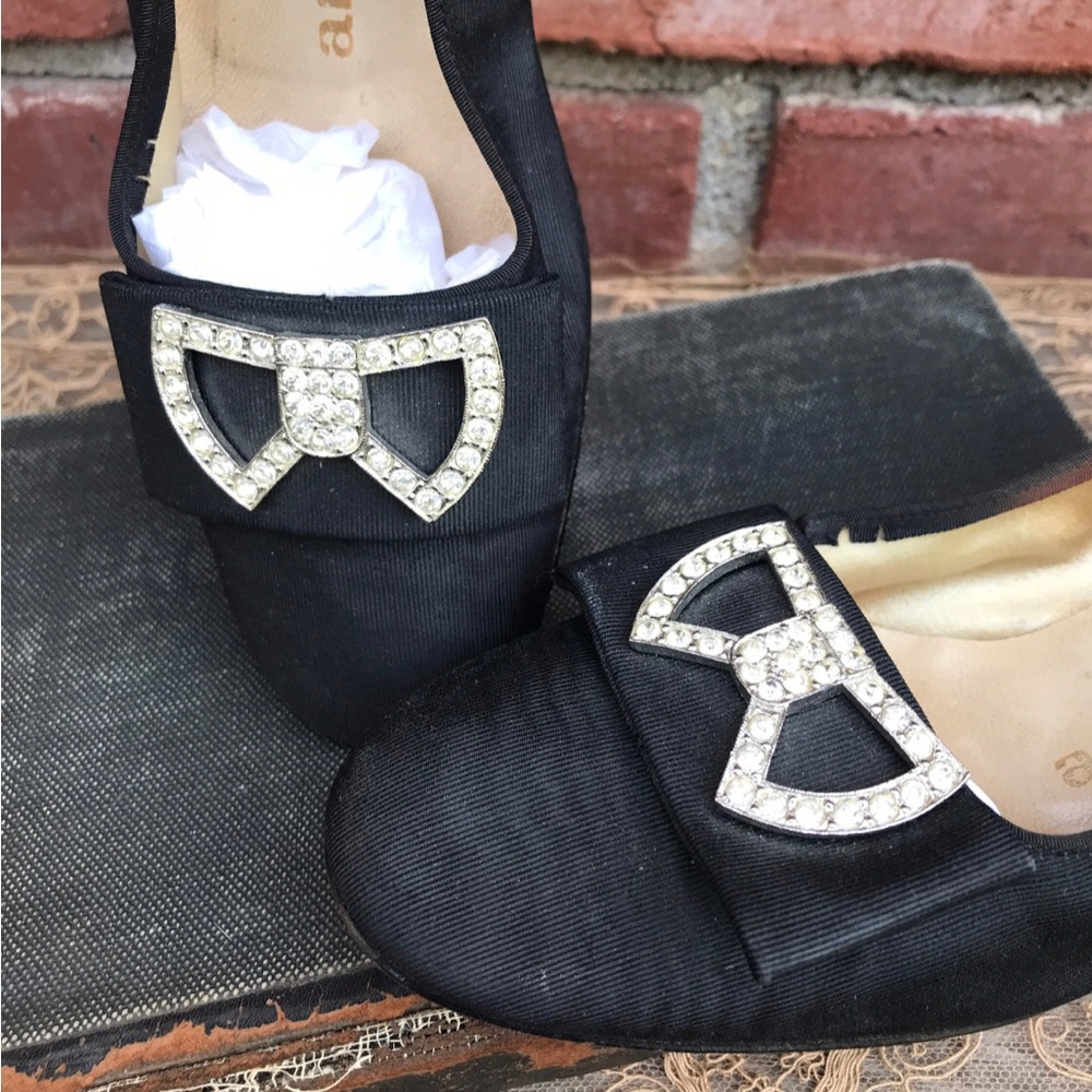 Vintage 70s Andrew Geller Pumps With Rhinestones Sz 7 1/2 Elegant Women's Shoes - Picture 2 of 7
